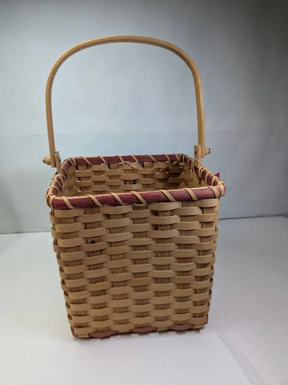 Rustic Country Farmhouse Christmas Tree Basket Drop Handle Wooden Button Star